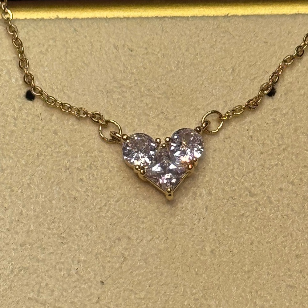 Crystal Heart Pendant 14k Gold overlay Necklace Made W/ Swarovski Crystals